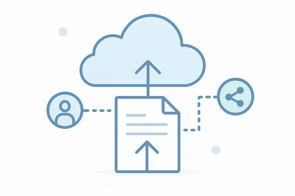 Imagen conceptual de subir y compartir archivos en Google Drive.
