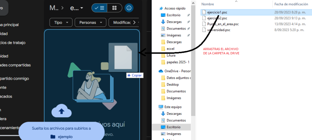 Arrastrar y soltar un archivo para subirlo a Google Drive

