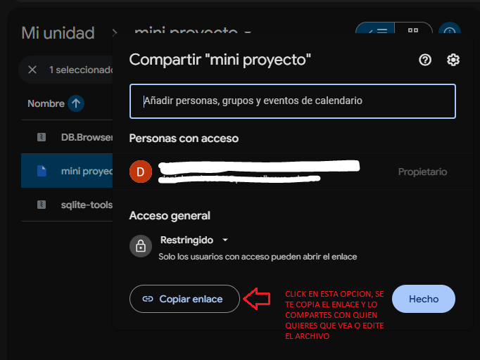 Opciones para compartir archivos de Google Drive con un enlace público